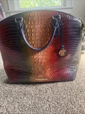 Brahmin Iridescent Multi-Color Croc-Embossed Dome Satchel